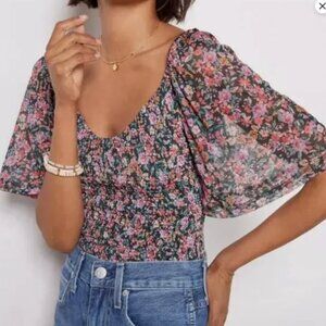 Evereve Floral Smocked Blouse - XS